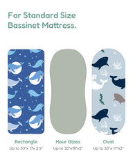 TotChill blue prints bassinet sheet adds unisex style for any nursery.