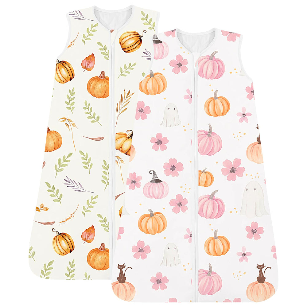 TOTCHILL Halloween Sleep Sack Pumpkin design keeps newborn warm on cool nights.