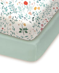 TotChill pack and play sheets with soft green leaf pattern for cozy baby sleep