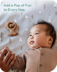 TotChill elastic-edge fitted sheets stay secure on the pack n play.