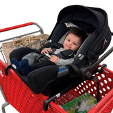 Totes Babies car seat carrier over the cart keeps baby secure while you shop.