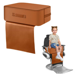 TOTIDYH booster seat side view showing height and space for kids' haircuts.