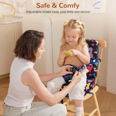 TOTIDYH booster seat with adjustable straps suits growing toddlers during meals.