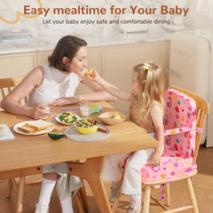 TOTIDYH booster seat with secure 3-point harness for safe dining.