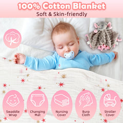 Totiro elephant plush blanket with textured knobs for sensory play