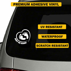 Totomo footprint in heart closeup highlights durable vinyl design.