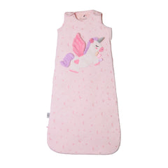 Toucan Baby Unicorn sleep sack with lovey closeup, plush textures aiding self-soothing.