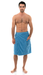TowelSelections wrap front pocket visible for convenient storage after shower.