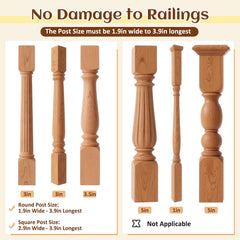 Toyjolka stair post fitting kit on square posts demonstrating flexibility