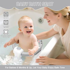 TPN Baby Bath Seat gray ergonomic backrest; provides gentle support during baths.