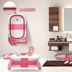 TPN bath cushion inside the tub supporting baby's spine for secure soak