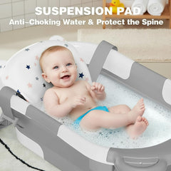 TPN collapsible baby bathtub folding action showing quick setup