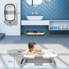 TPN collapsible baby bathtub temperature display helps monitor bath heat