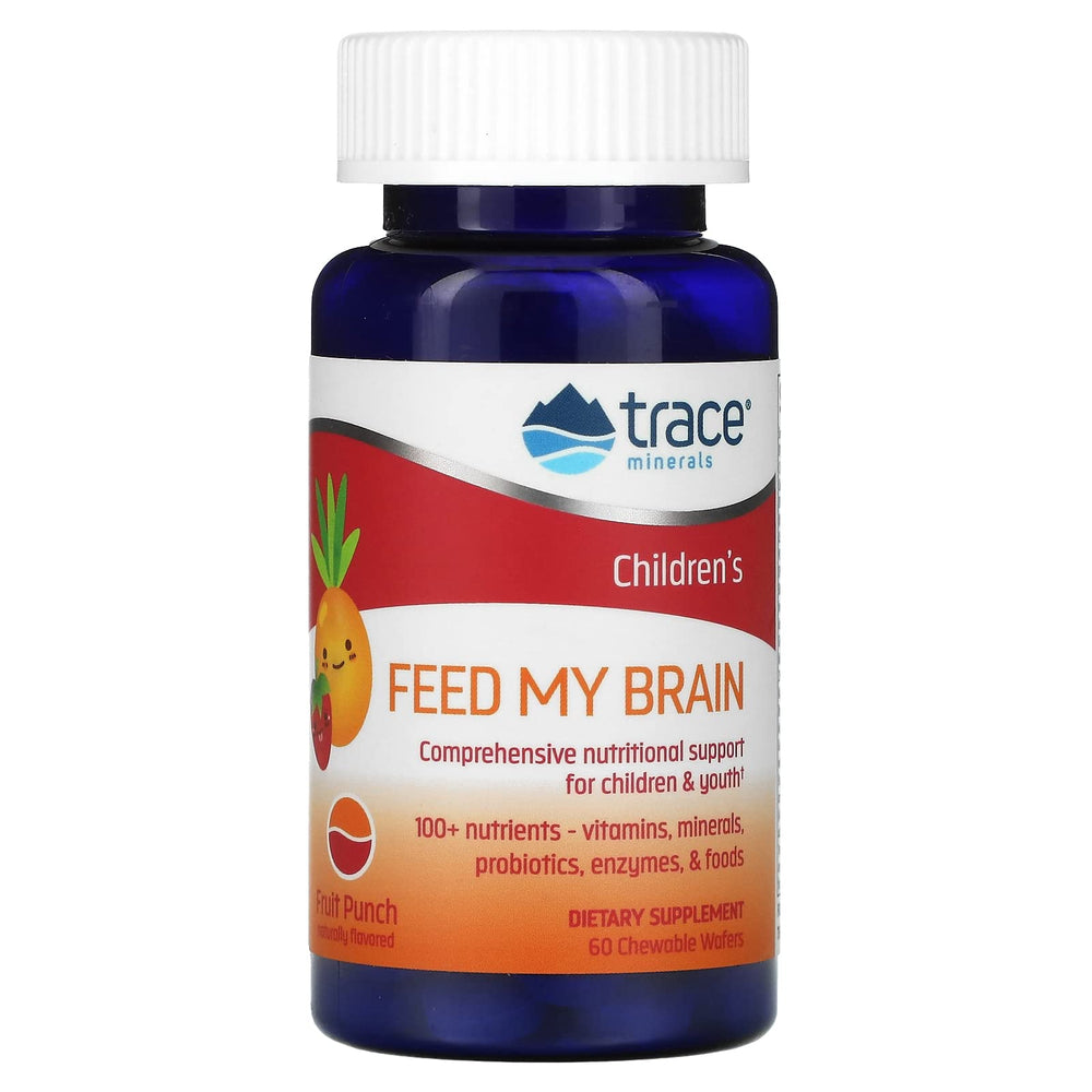 Trace Minerals Feed My Brain wafers in fruit punch flavor support kid focus.