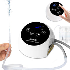 TRAMAN Enema Kit in sitting position for easy on-toilet use.