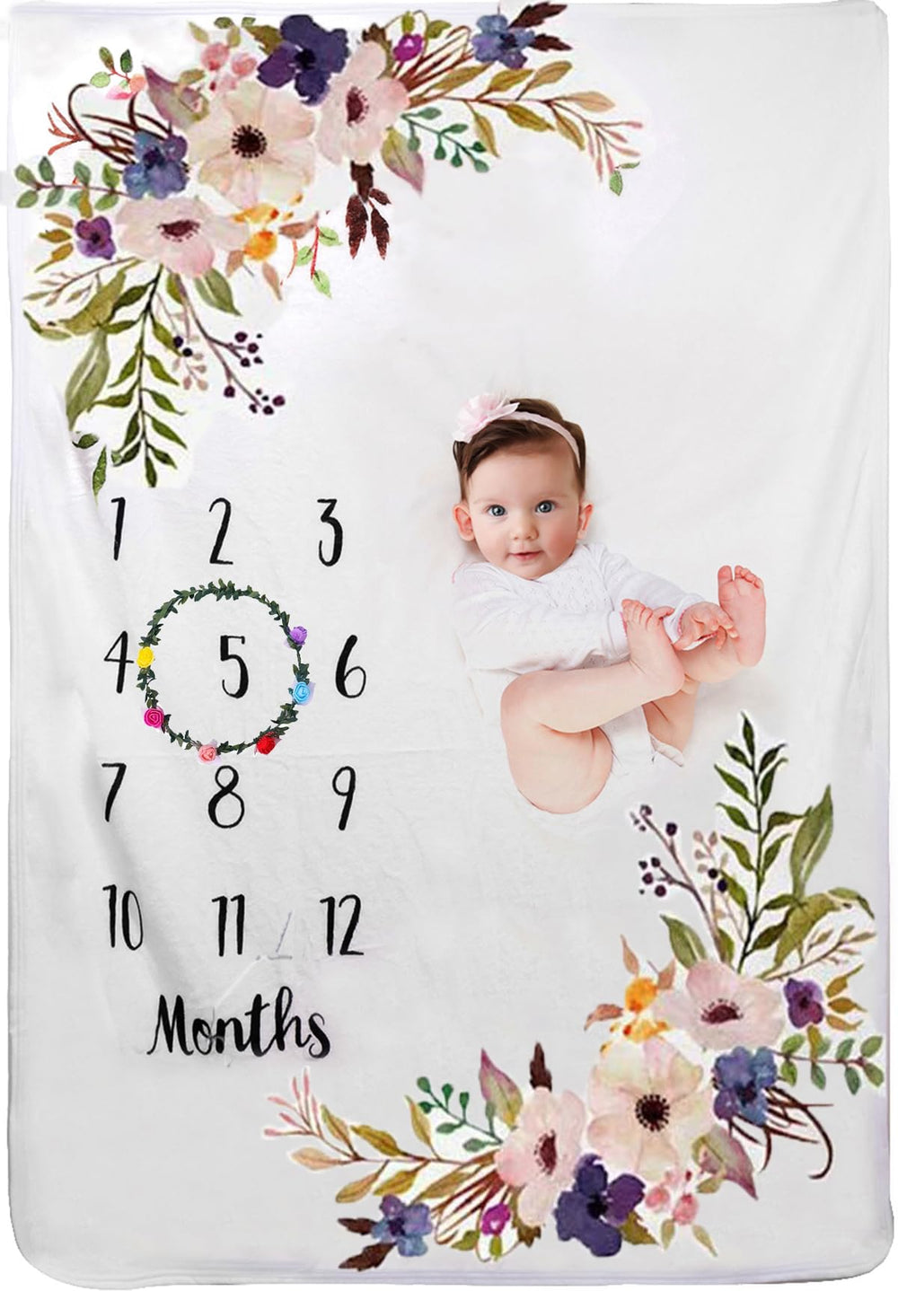 TRASUN baby milestone blanket floral wreath for adorable monthly photos
