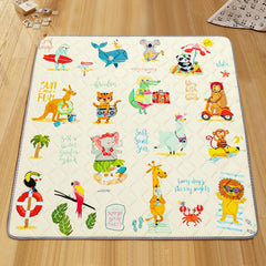 TreeBud baby play mat shows 50x50 layout, providing ample space for safe supervised play.