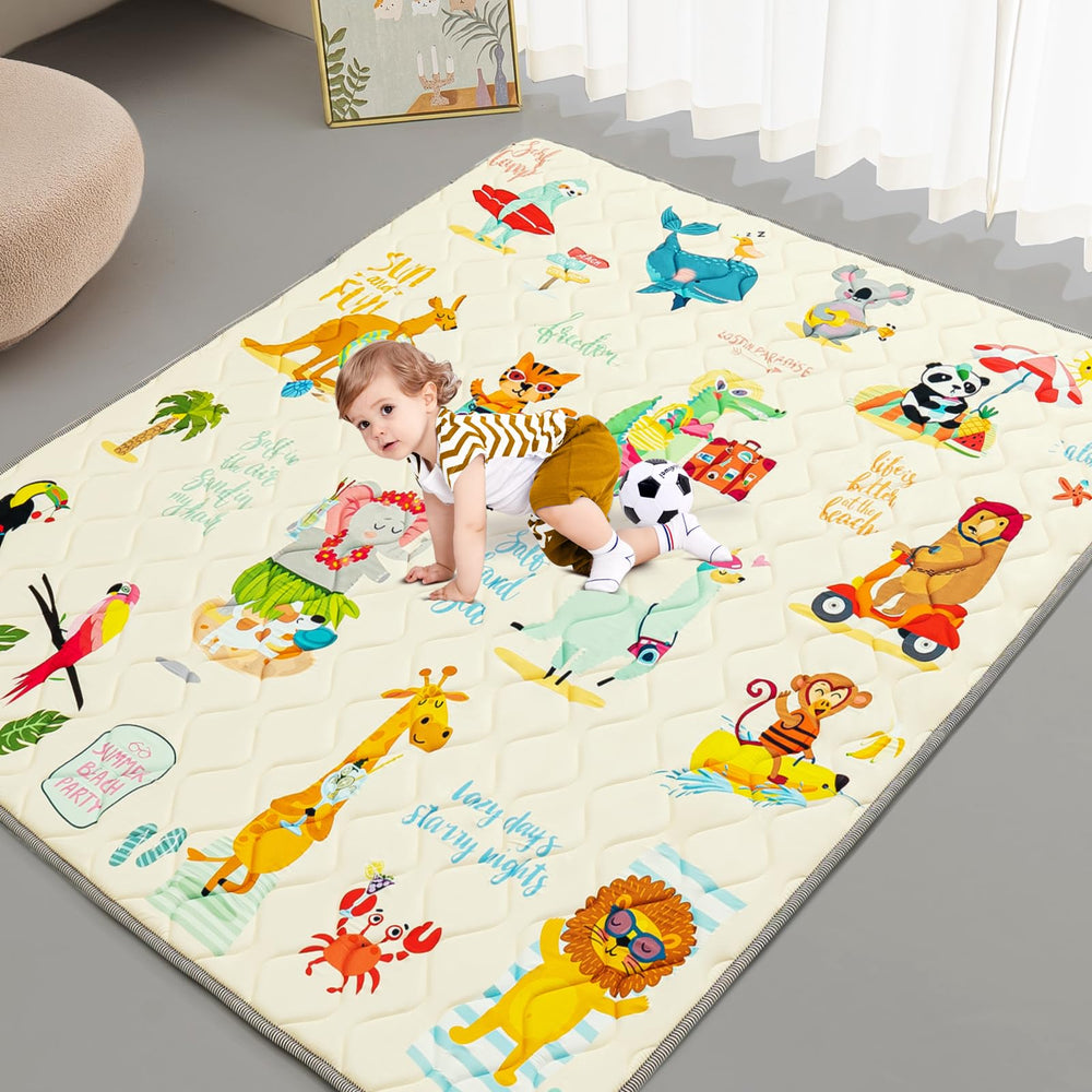 TreeBud Baby Play Mat top view with thick cushioning for tummy time