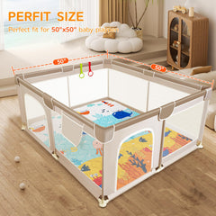 TreeBud large 50x50 play area fits standard playpens for spacious play.