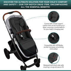 TRENDHUB plush breathable fabric keeps baby cool and cozy on walks