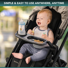 TrendHub snack-tray easy-attachment locks onto stroller in seconds