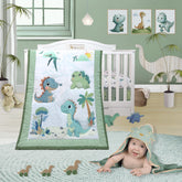 TrendLay Dino Adventure crib bedding with playful dinos brightens nursery and sparks imagination.