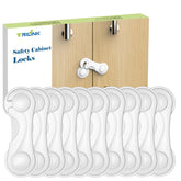 TRILINK cabinet locks with adhesive install for baby safety on cabinets, no tools required.
