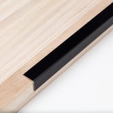 Trimold aluminum corner guard with a 90-degree angle protects walls with a sleek metal look.
