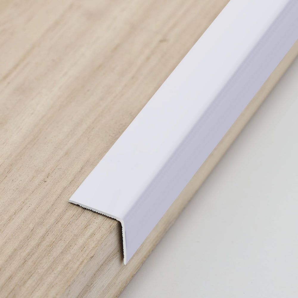 Trimold aluminum L-molding 90-degree corner guard protects walls with a modern metal finish.