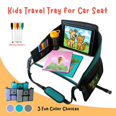 Triple EEE Adventures Teal travel tray detachable tablet holder for in-seat entertainment