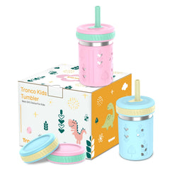 Tronco 2-pack 10oz toddler cups with silicone sleeves for secure grip