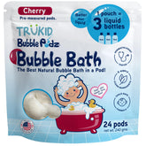 TruKid Bubble Podz bubble bath forms lasting bubbles in the tub.