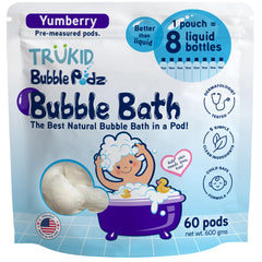 TruKid Bubble Podz dissolving in water to start a bubbly bath