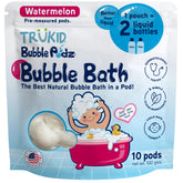 TruKid Bubble Podz dissolving pod creates gentle bath bubbles for kids.
