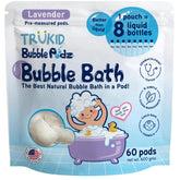 TruKid Bubble Podz in tub creating playful, gentle bubbles for bath time.