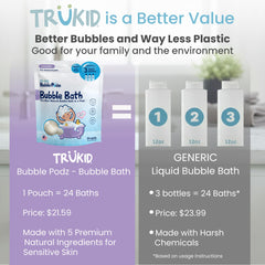 TruKid Bubble Podz lavender scent calms bath time.