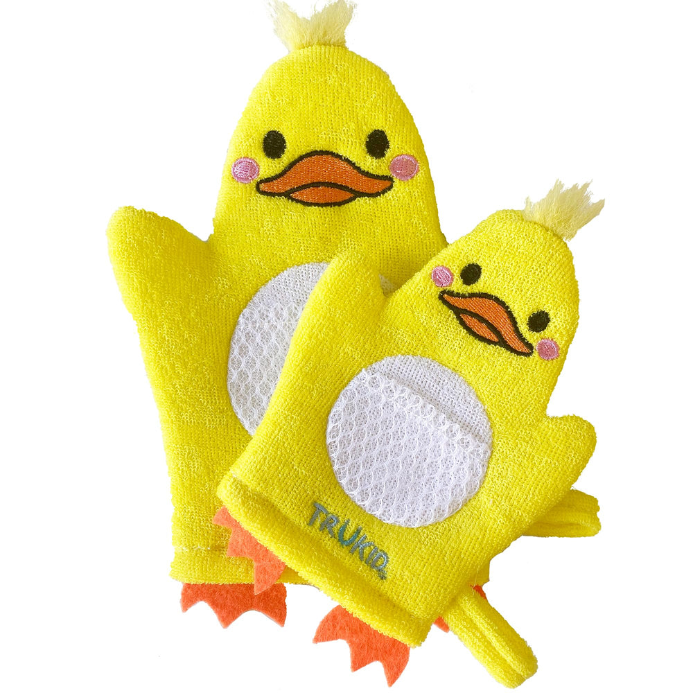 TruKid BubbleGlove duck family set for playful bath time
