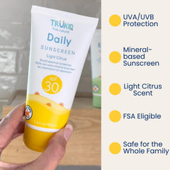 Reef-safe TruKid packaging highlighting recyclable, BPA-free design.