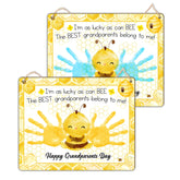 TRUMPETIC DIY Baby's First Grandparents Day handprint sign on wooden plaque for keepsakes