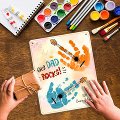 TRUMPETIC Guitarist dad gift featuring colorful Our Dad Rocks design.