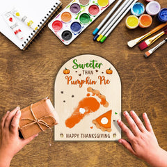 TRUMPETIC kids art sign with fall pumpkin pie motif for cozy seasonal decor.