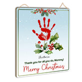 Trumpetic mommy holly red handprint sign inspires a heartfelt holiday keepsake for mom.
