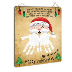 TRUMPETIC Santa beard handprint sign close-up for a lasting holiday keepsake.