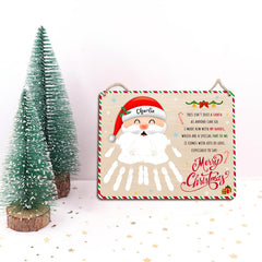 TRUMPETIC Santa beard handprint sign ready for baby's first Christmas keepsake in the nursery.