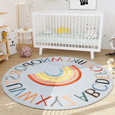 Truqual round rainbow nursery rug with soft surface for cozy play