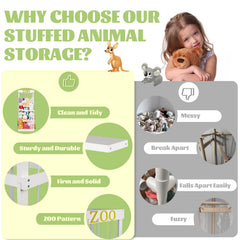 Trycooling stuffed animal zoo wood storage close-up detail highlights durable wood.