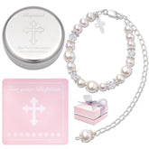 Tryuunion baptism bracelet in sterling silver and cultured pearls for a timeless ceremony keepsake