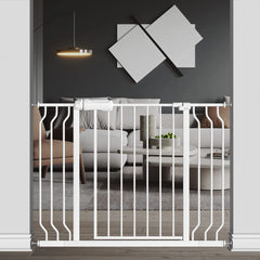TSAYAWA extra wide gate with door closed showing secure barrier design