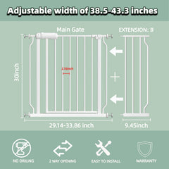 TSAYAWA extra wide gate with door open for easy passage