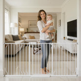 TSAYAWA extra wide walk-through gate in white for openings 62-67 inches, easy passage.